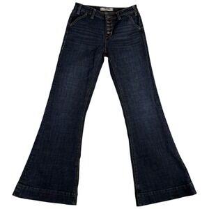 Rock & Roll Flare Jeans Womens‎ 27x32 (29x30.5) Blue Denim High Rise Button Fly